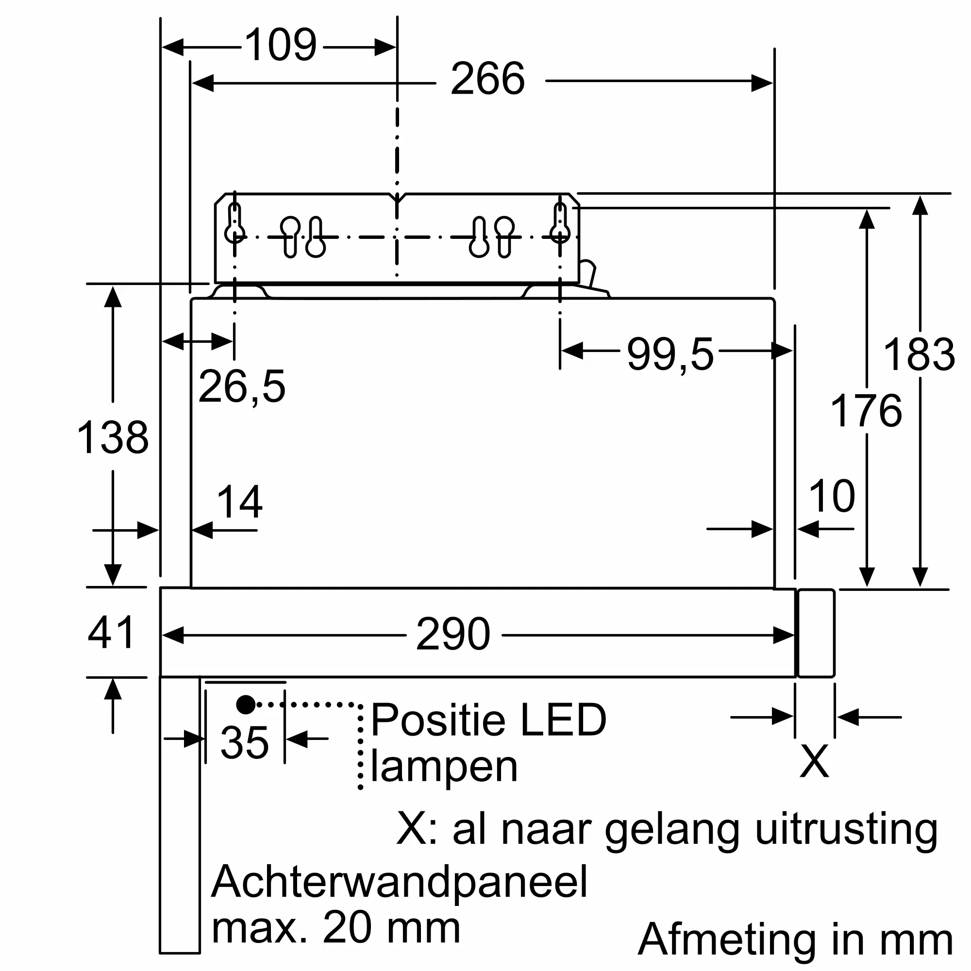 Serie 2 Vlakscherm afzuigkappen 60 cm Zilver metallic