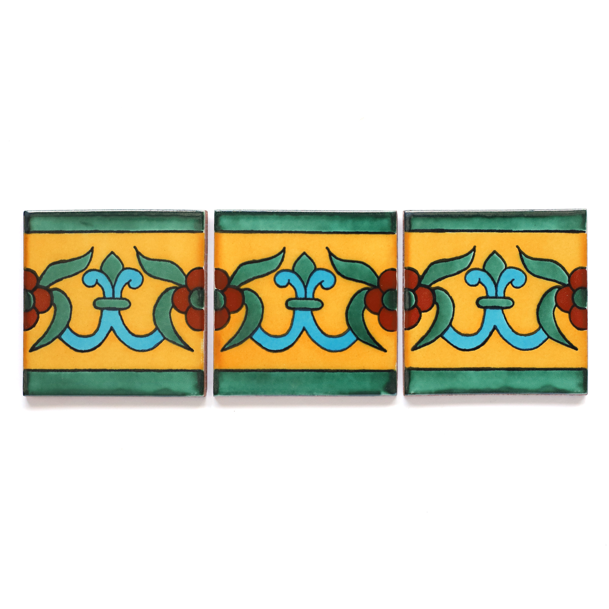 Kachel 'Estampado flora' gelb, multicolor, B 10 cm, H 10 cm von fischer's lagerhaus