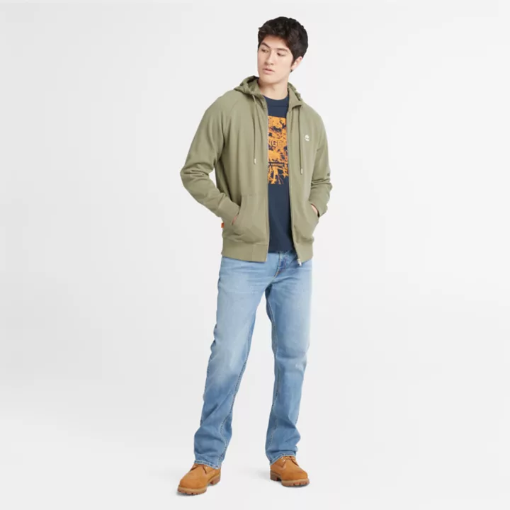 Veste à capuche et envers bouclé Exeter pour homme en vert clair