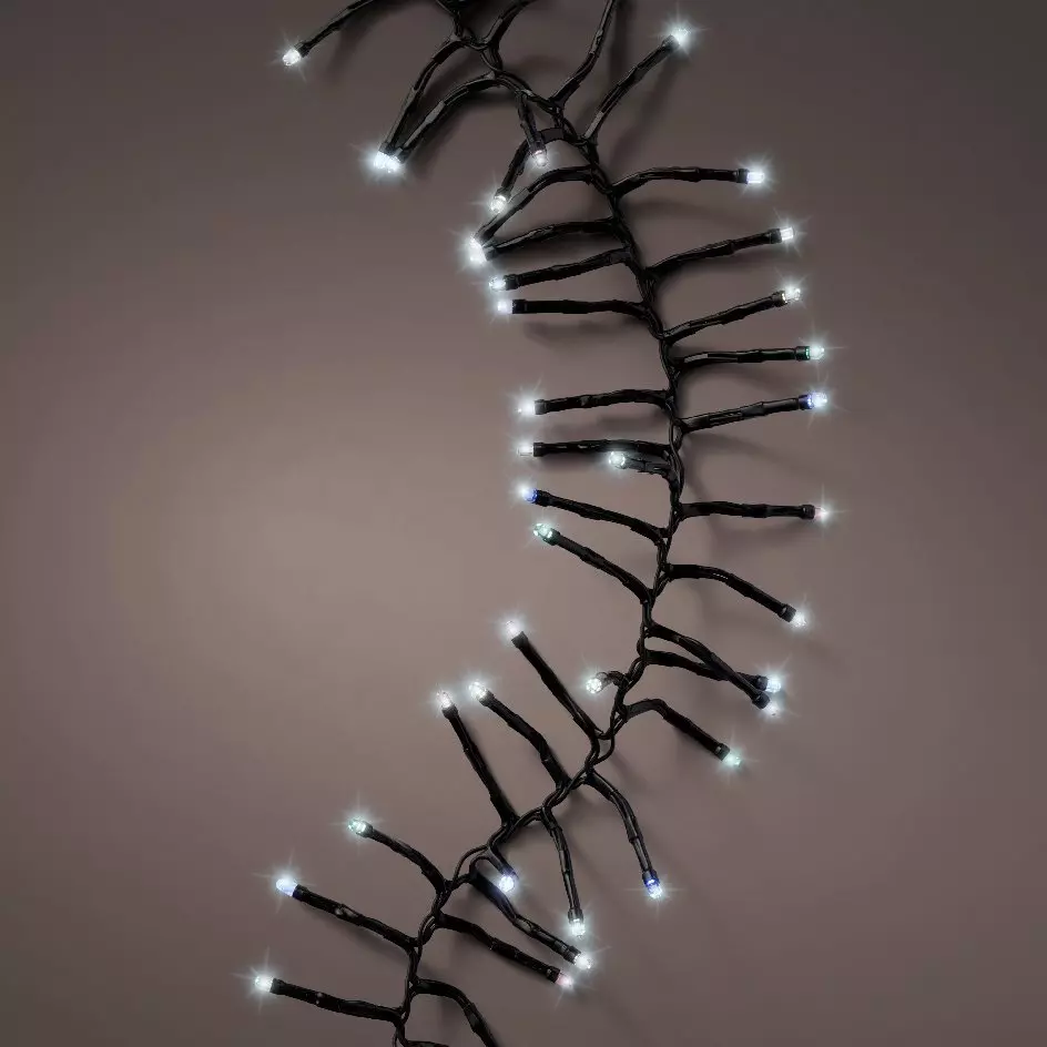 Guirlande lumineuse à piles 6 m 600 LED câble noir Grappe Durawise Blanc froid