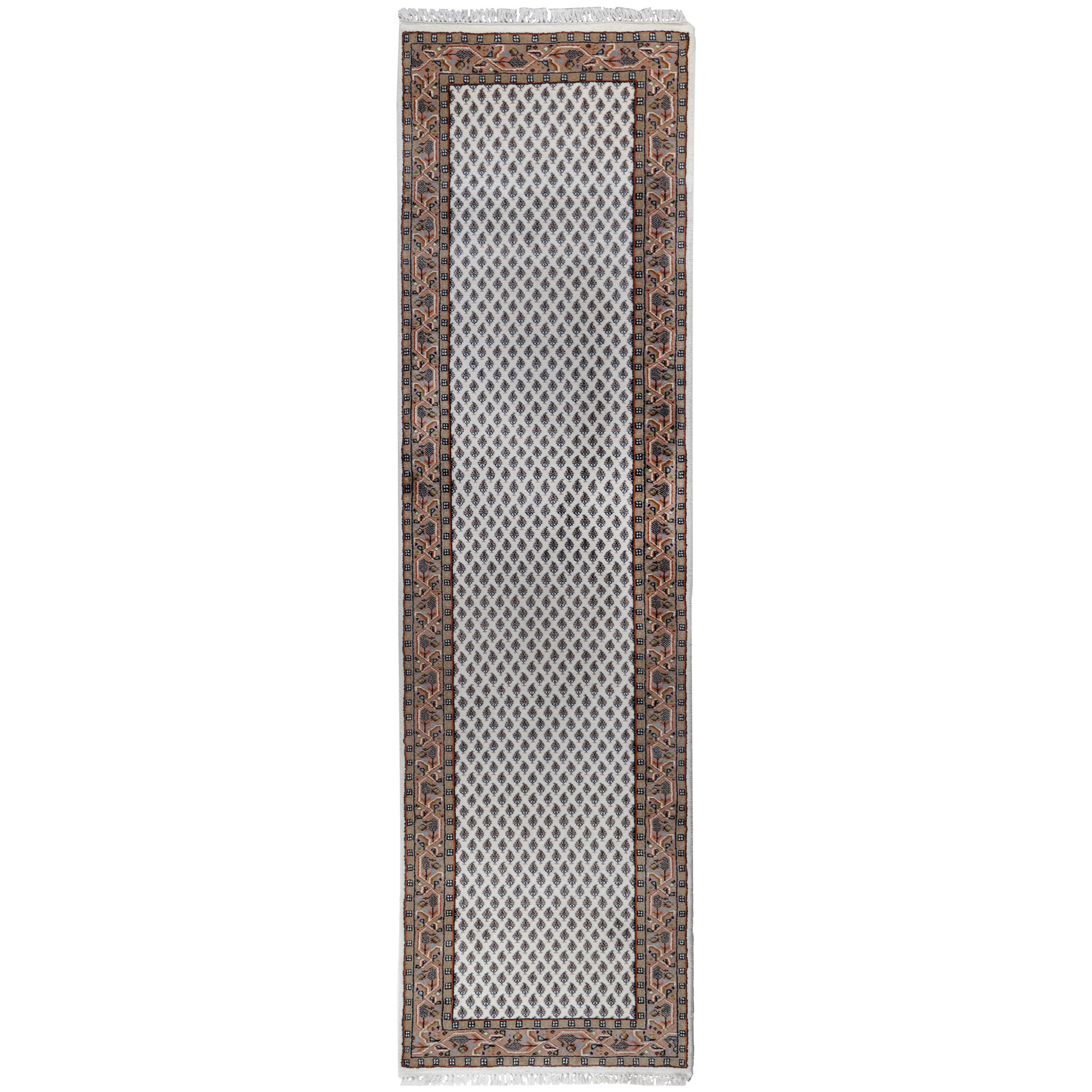 Teppich CHANDI - creme-braun - Schurwolle - 80x250 cm