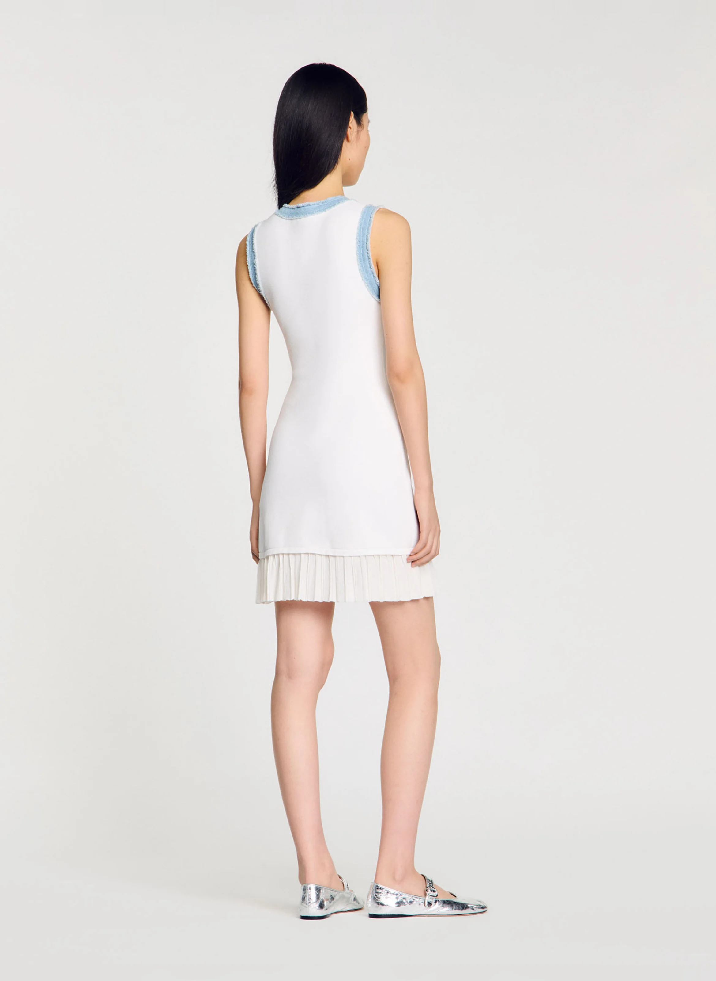 Robe courte sans manches en maille | Blanc