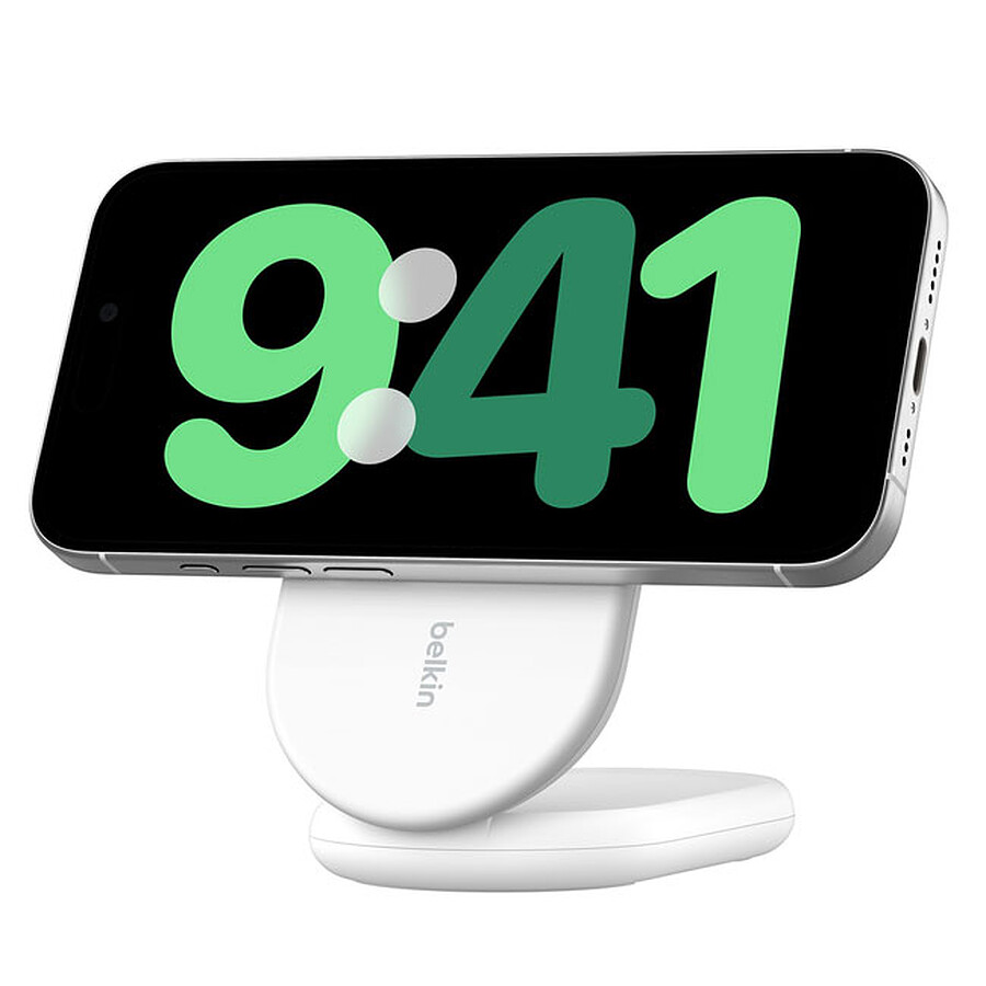 Belkin BoostCharge Socle de Recharge Aimanté et Pliable Qi2 15W - Blanc