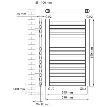 Haceka designradiator Sinai grijs / zilver 367 Watt 69x59 cm