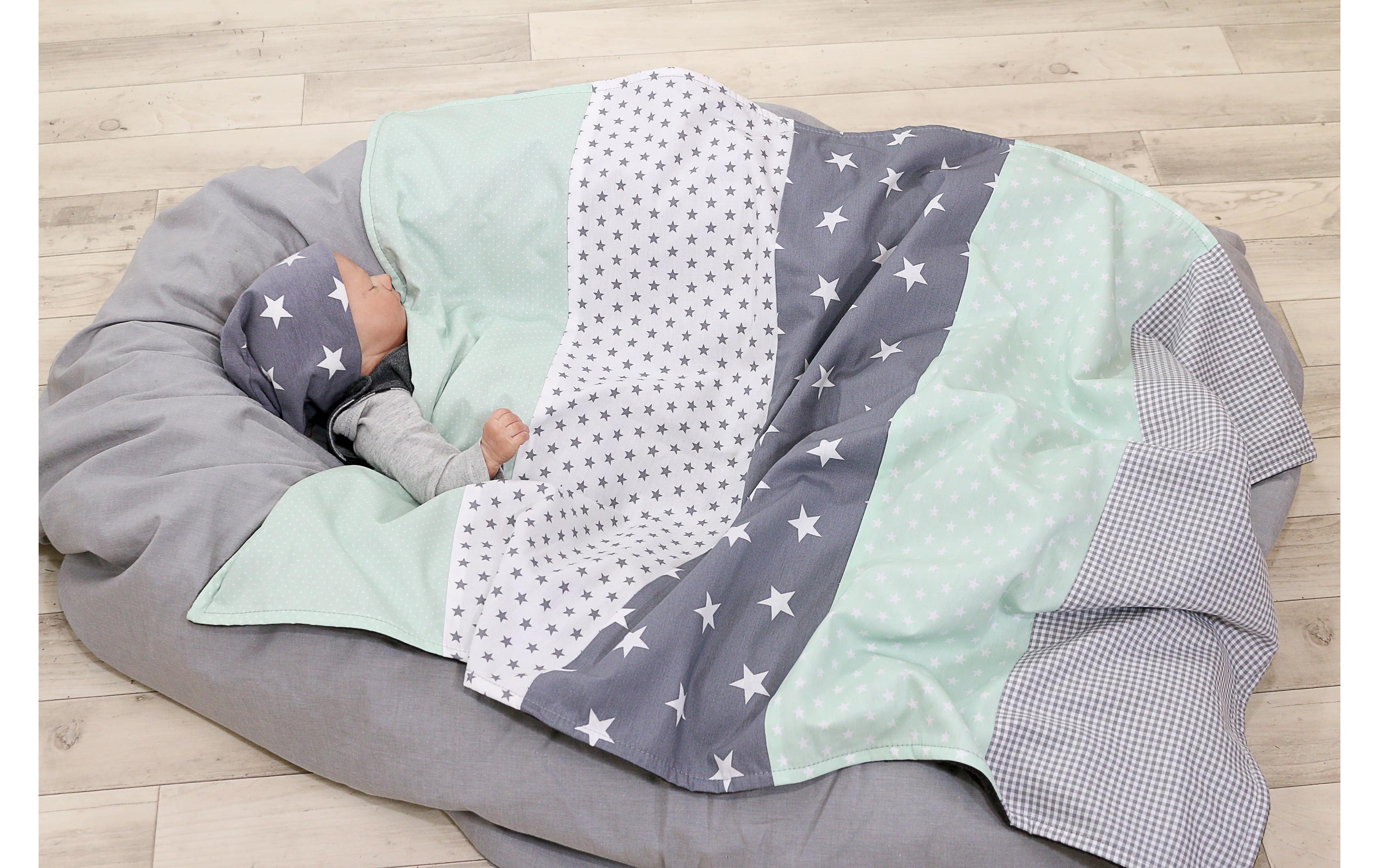 Kuscheldecke Sterne Mint/Grau 70 cm x 100Ullenboom Babydecke mit Sternen, 70 x 100 cm