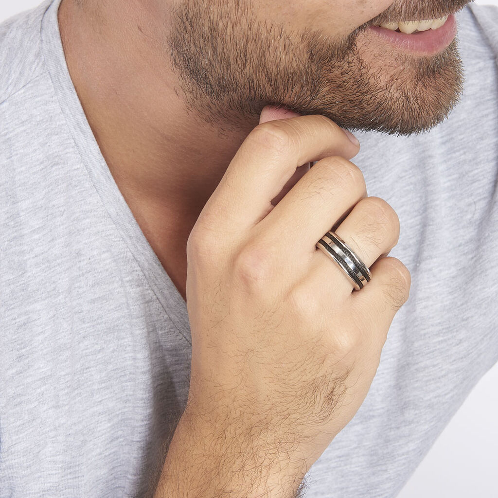 Bague Men's Steel Acier Blanc