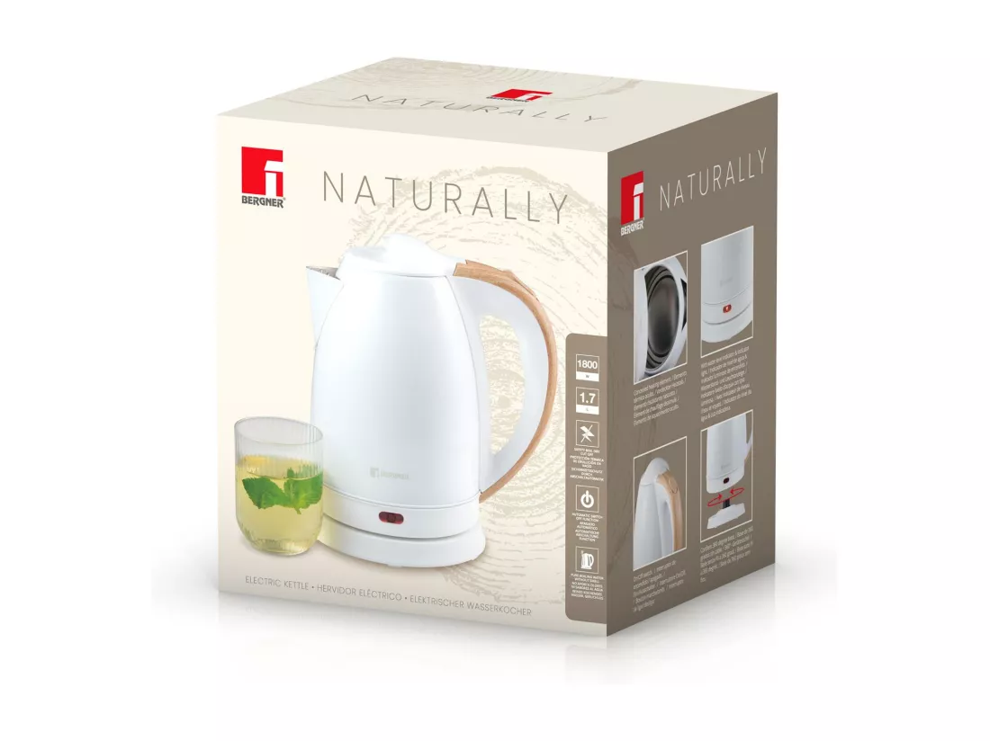 Bouilloire Électrique NATURALLY 1500-1800W 1,7L Blanche Bergner