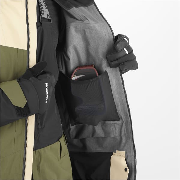 Veste de ski SALOMON MOON PATROL GORE-TEX JKT WHITE PEPPER/GREEN