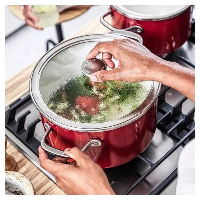 KitchenAid Pannenset 5 delig met Garde en Sauslepel - Rood