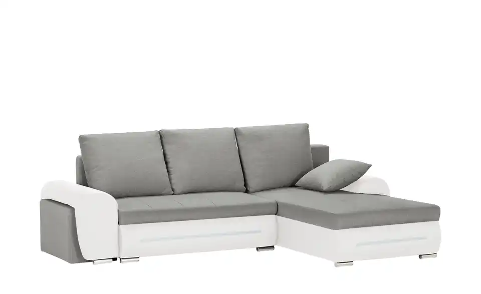 Ecksofa Emma rechts Weiß, Hellgrau