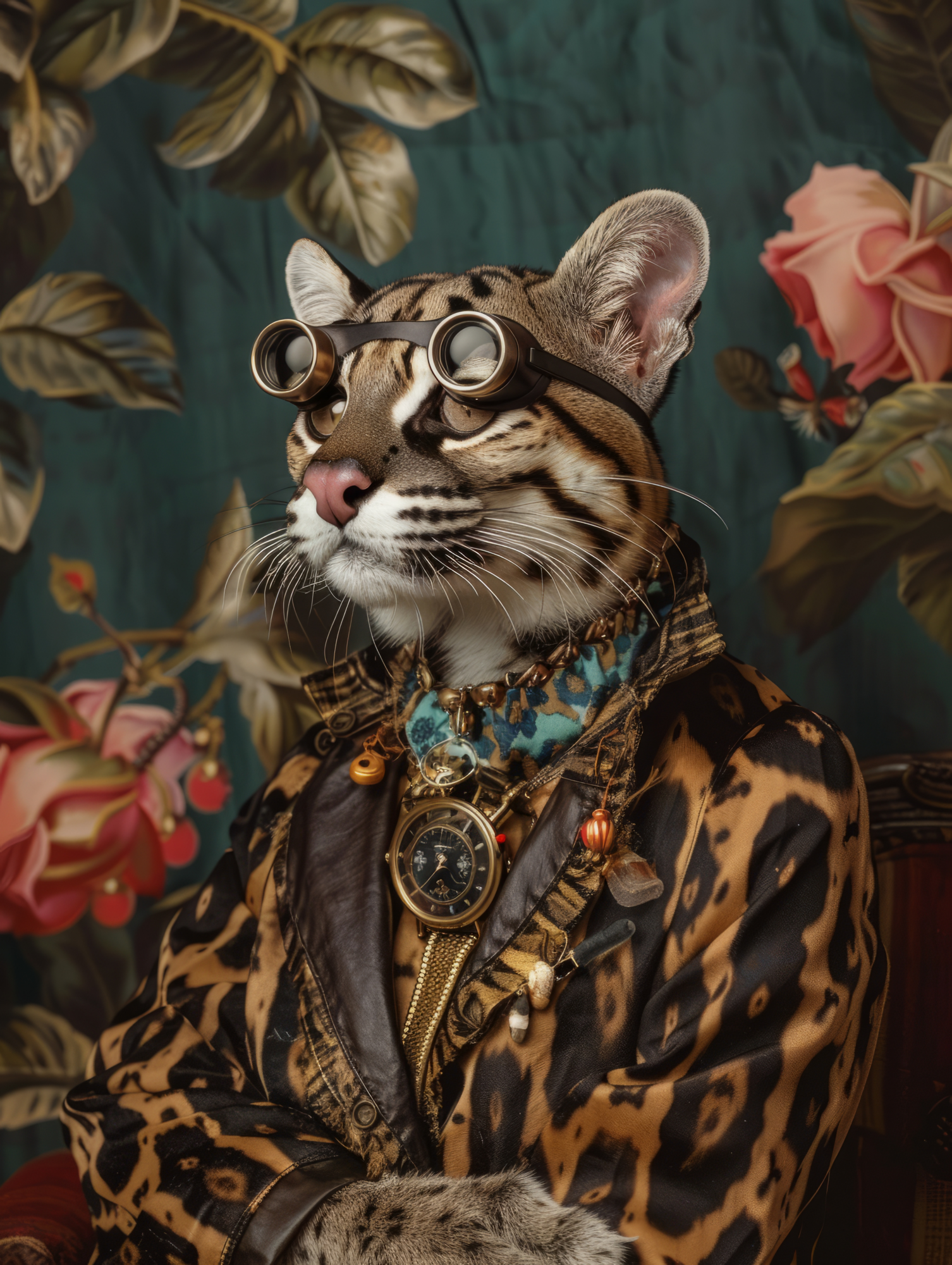 Canvas schilderij van een Ocelot 60x80 cm