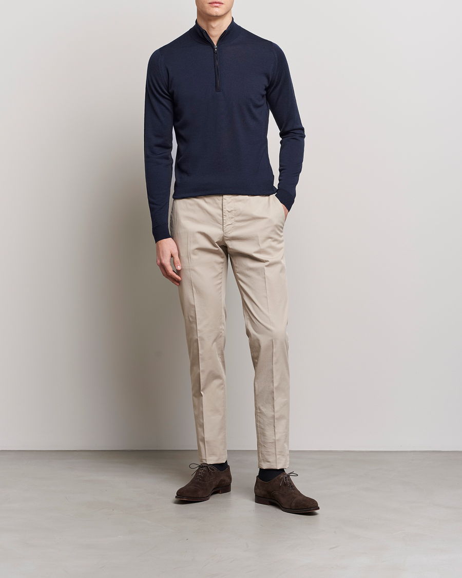 John Smedley Barrow Extra Fine Merino Half Zip Midnight