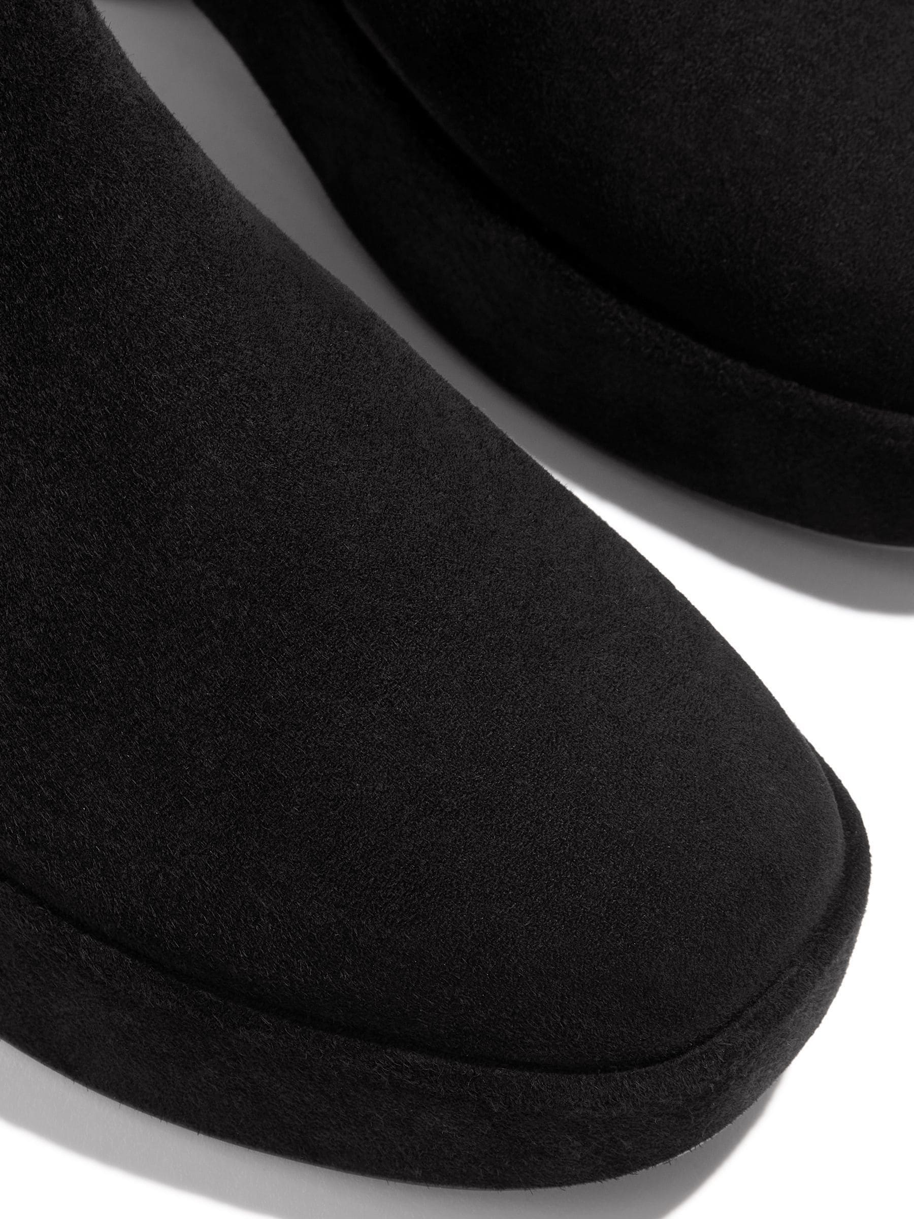 FitFlop F-Luma Stretch Suede Demi Wedge Mid Calf Black Boots