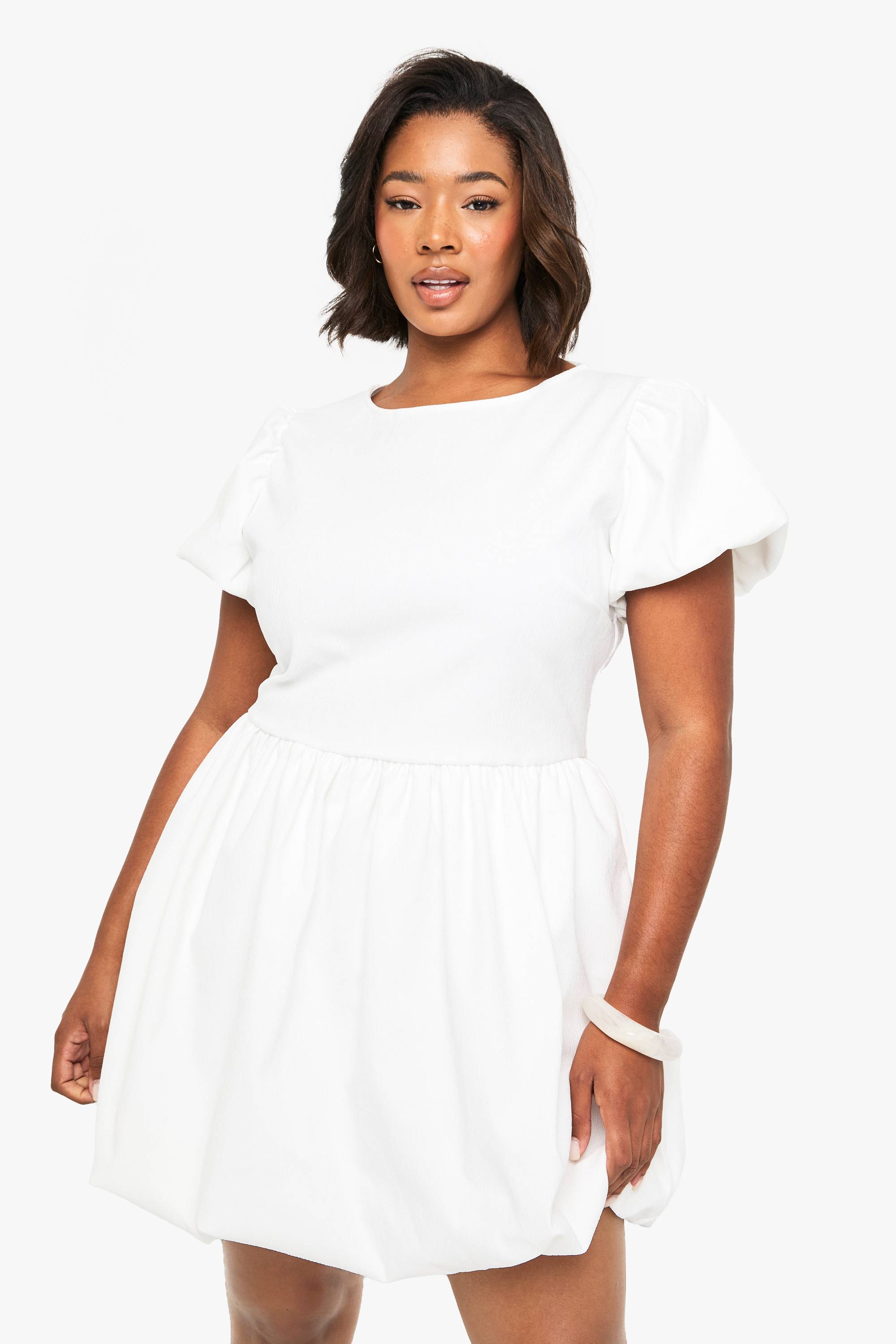 boohoo ROBE SKATER TEXTURÉE BOUFFANTE POUR TAILLES PLUS BONDED