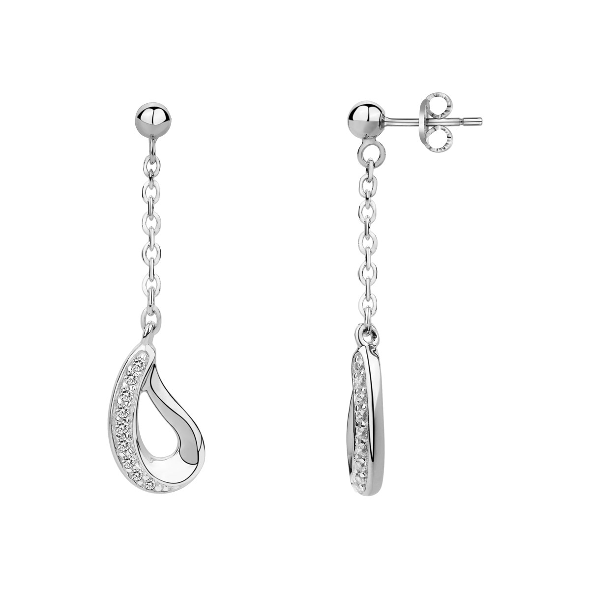 Boucles d'oreilles pendantes en Argent avec oxyde de zirconium blanc