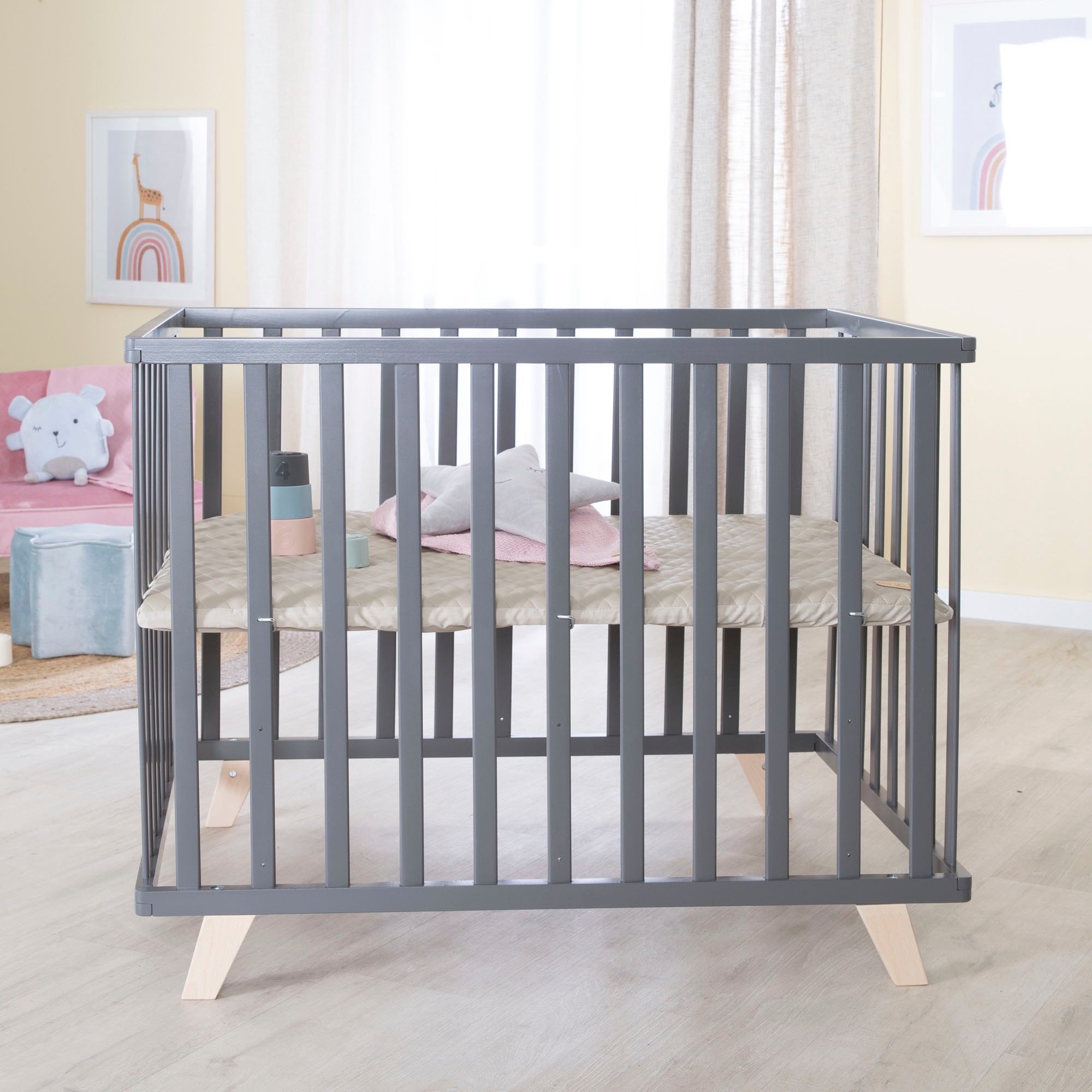 roba® Laufgitter »Luxe, grau, 75x100 cm« bis 15 kg mit Laufgittereinlage Greyish gesteppt