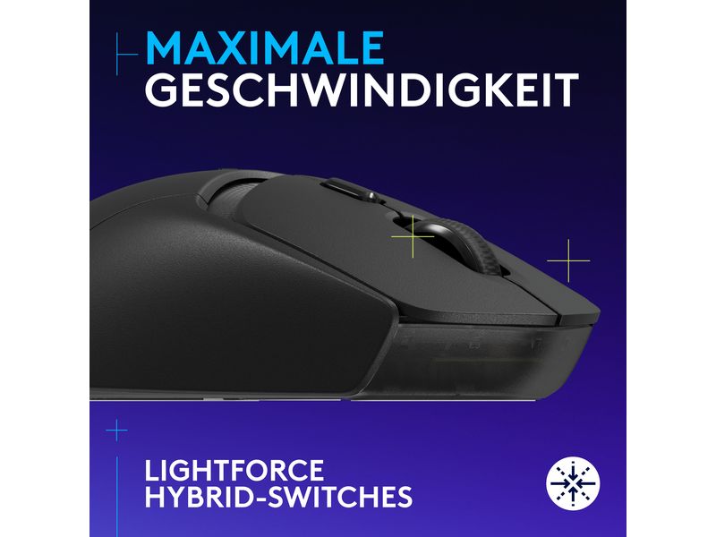 Logitech Gaming-Maus G309 Lightspeed Schwarz Kabellose Gaming-Maus mit Lightspeed Wireless und Bluetooth Verbindung
