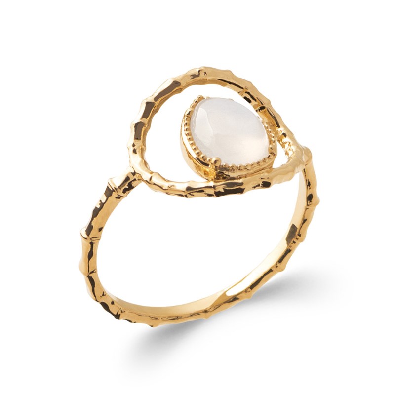 Bague Femme - Plaqué Or - Pierre de lune