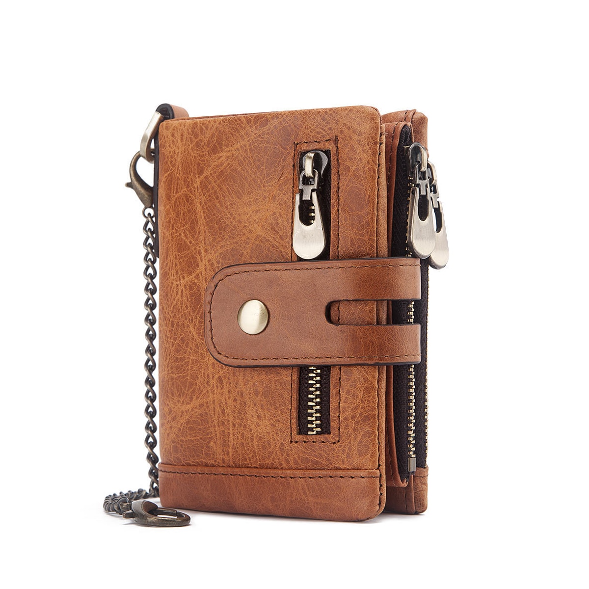 Tri-fold RFID lommebok med 2 myntlommer Brun