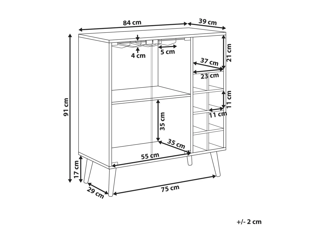 Armoire à vin TULLAMORE 91 cm Marron foncé