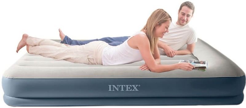Intex - Opblaasbaar Luchtbed - Tweepersoons - Blauw - Fluweelachtig