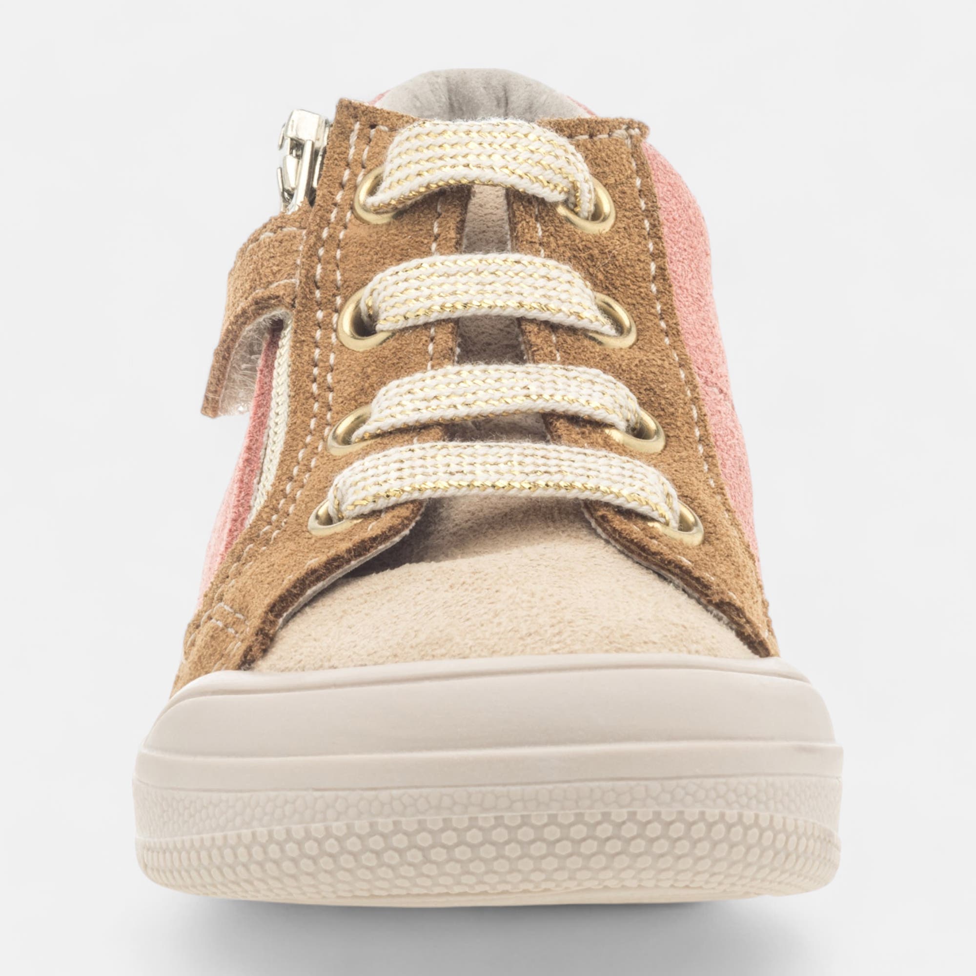 Baskets hautes Bébé fille en cuir rose