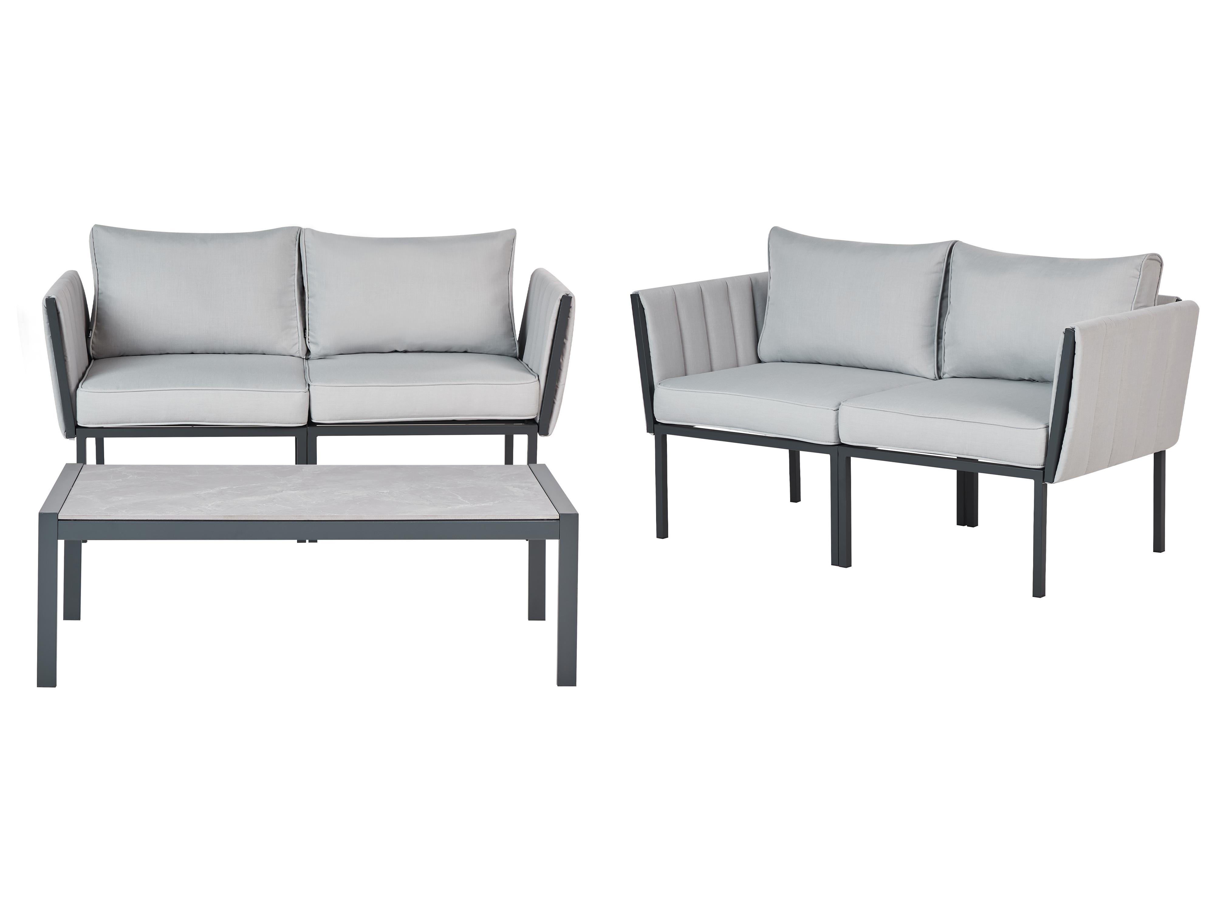 Loungeset met tafel 5-zits SKALA Metaal Lichtgrijs