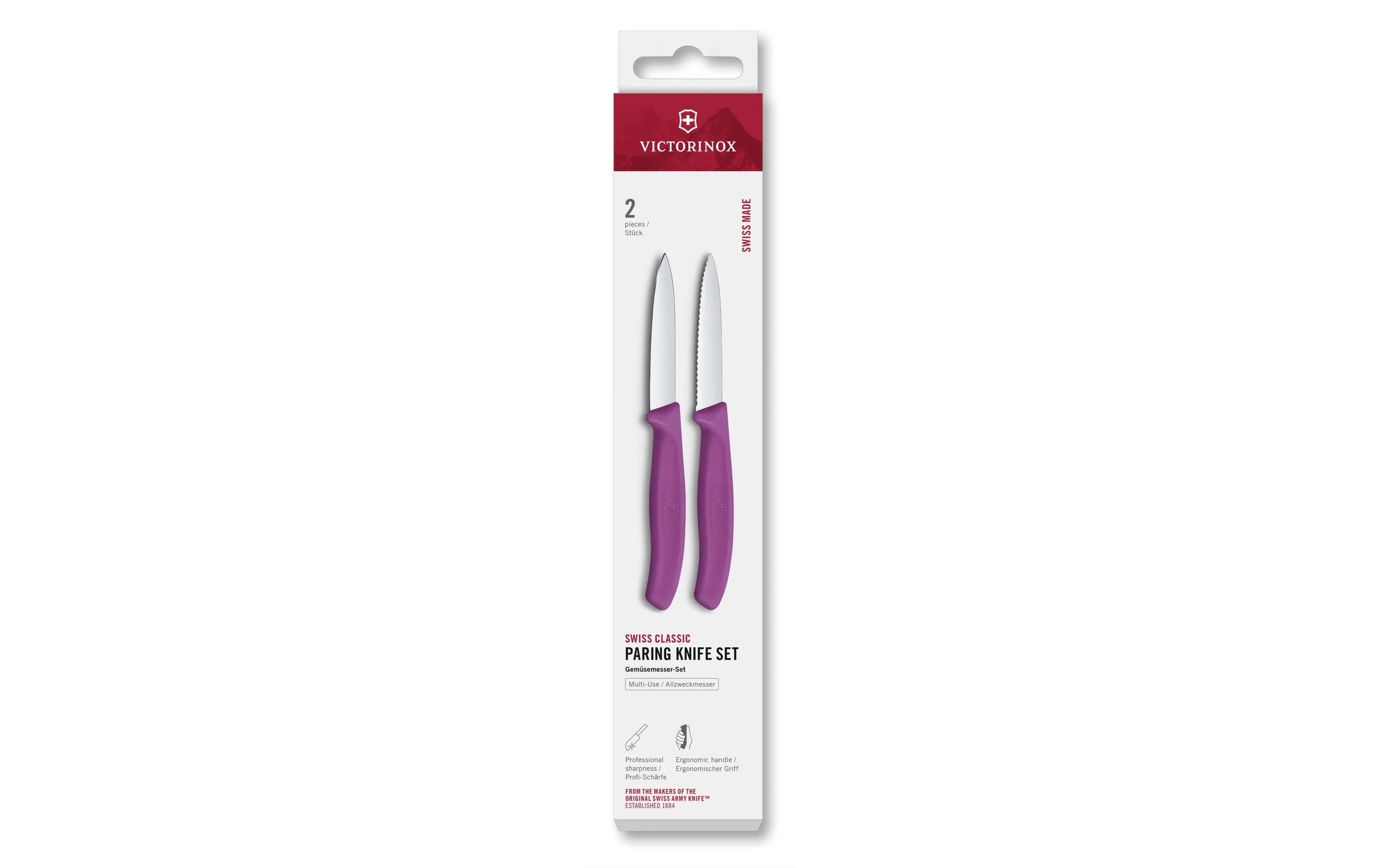 Messer-Set Swiss Classic, 8 cm, Violett, 2 StückSchälmesser-Set mit gerader und mit gezackter Schneide