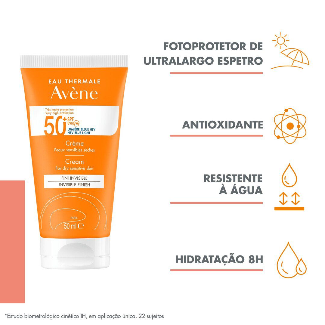 AVENE  Protetor Solar Creme 50+ Incolor SPF50 - 50ml