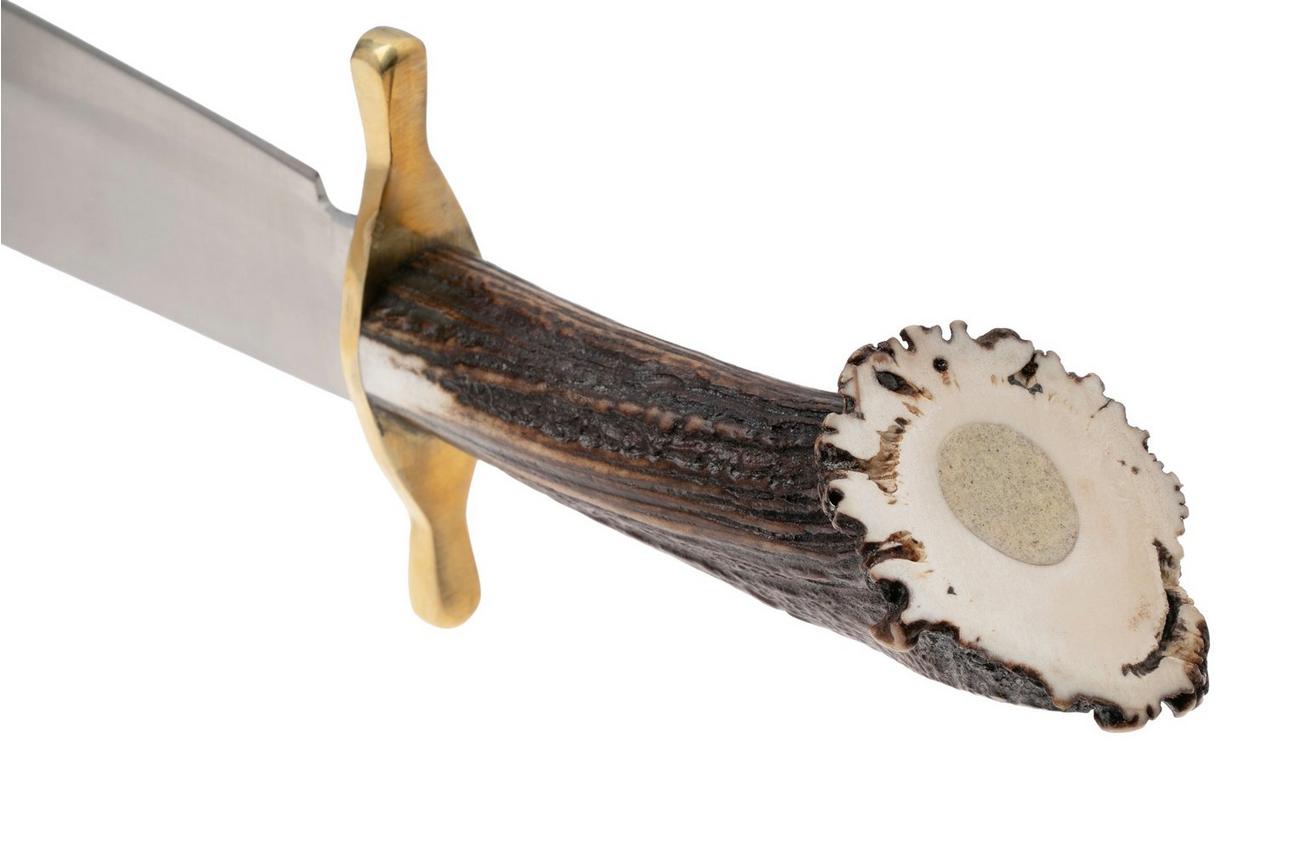 Rough Ryder Crown Stag Bowie RR2590, Satin Stainless, Antler, vaststaand mes
