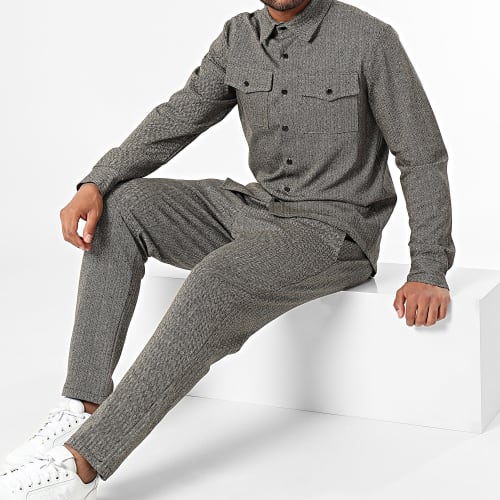 Ensemble Surchemise Et Pantalon Jogging Beige Chiné