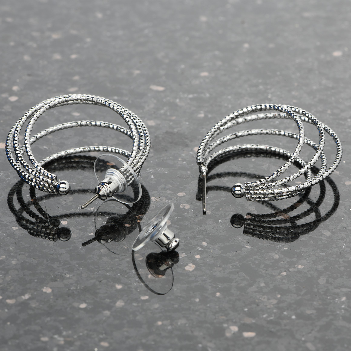 Damen Creolen in Silber-Optik silber