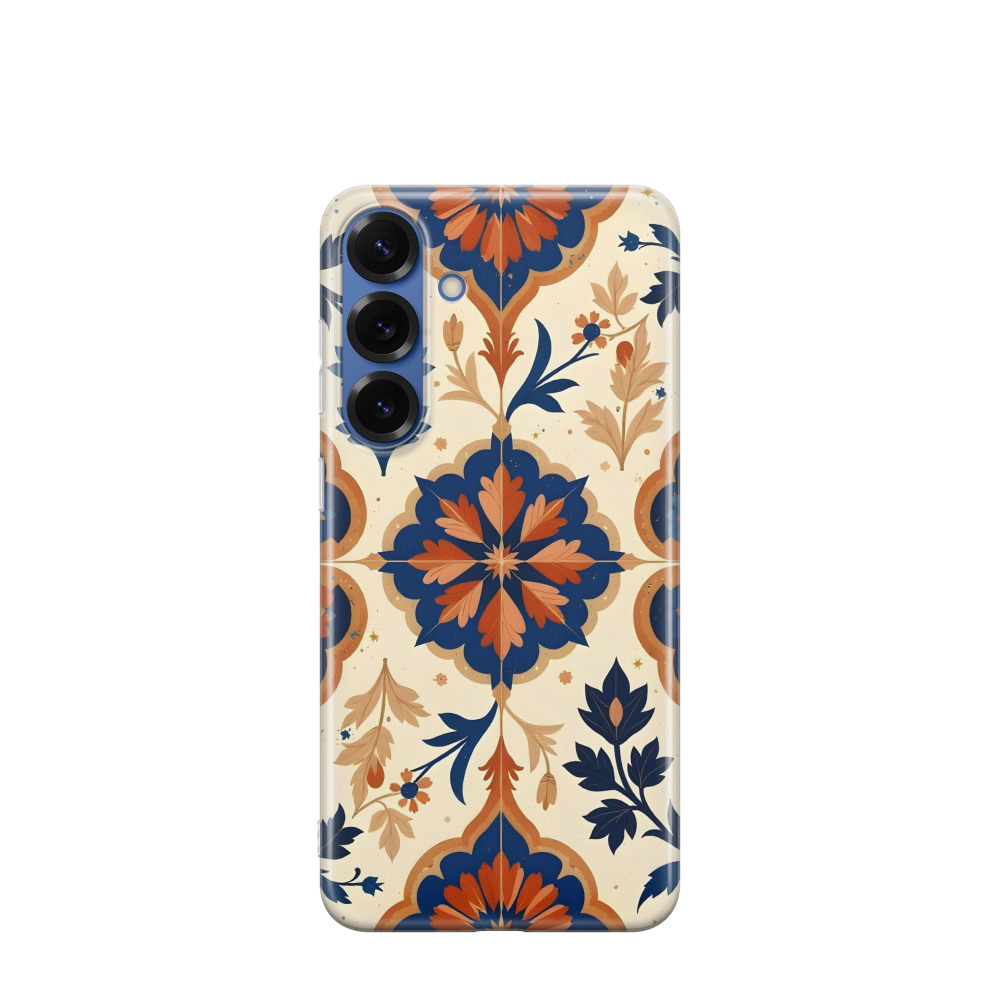 Samsung Galaxy S25 Plus Gummi Hülle Majolika-Sonnenblume - Braun