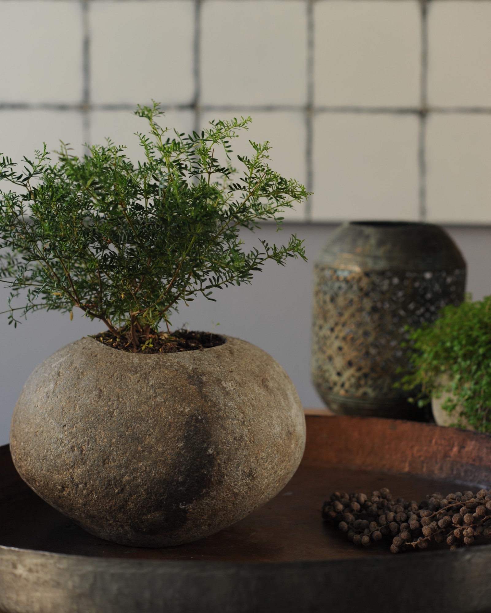 Blumenkübel aus Naturstein, natur, Ø 15 cm, H 10 cm günstig bestellen