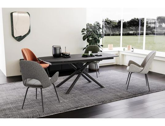 CONCEPT1 - Table Briga gris 130-190x90x76 céramique sur verre