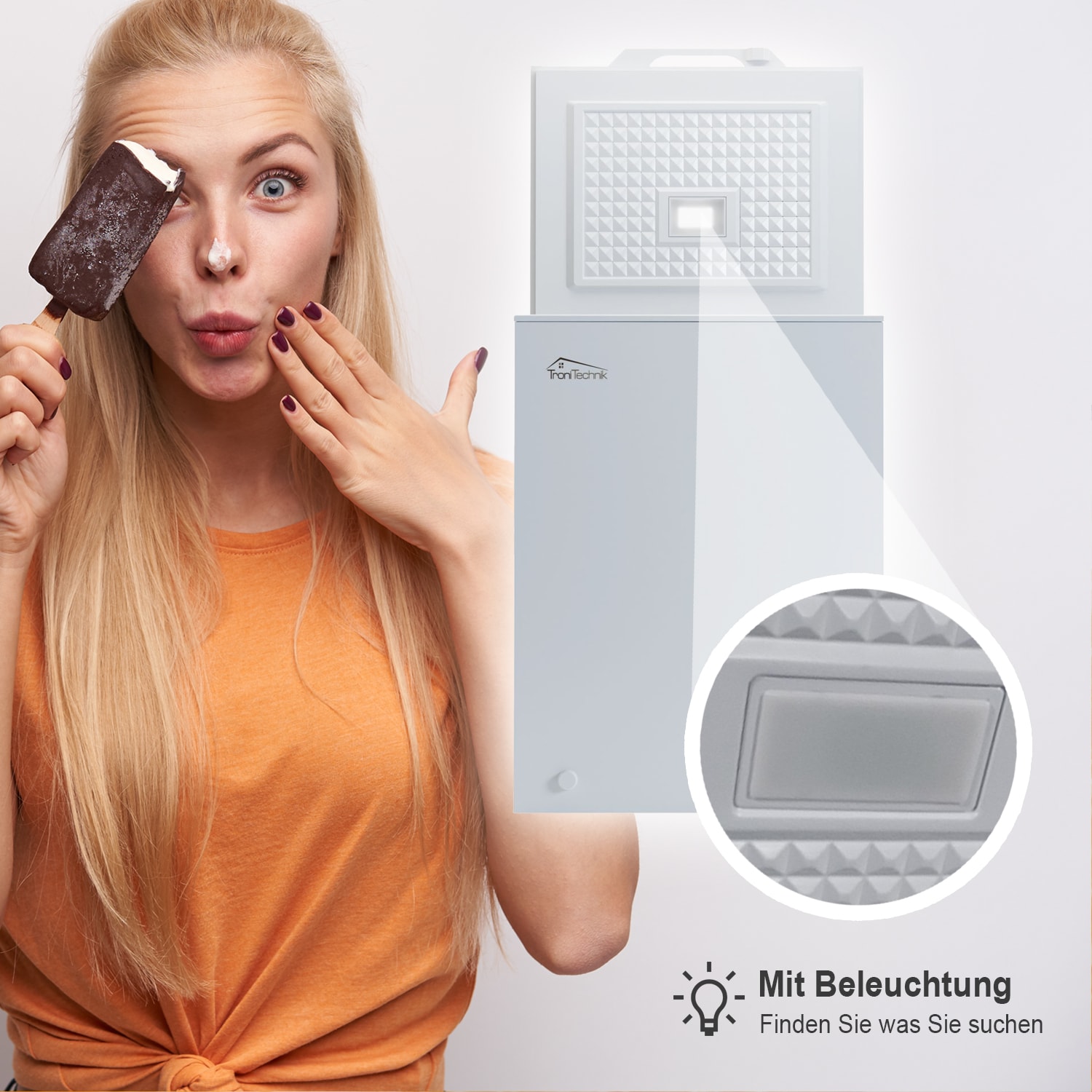 TroniTechnik® Gefriertruhe Kühltruhe BORGAR PRO mit 2in1 Gefrier- und Kühlfunktion | 110 Liter, 169kwh/Jahr | LED-Licht