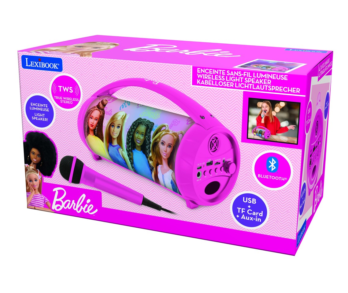 Lexibook - Barbie Bluetooth® lyshøjttaler med mikrofon