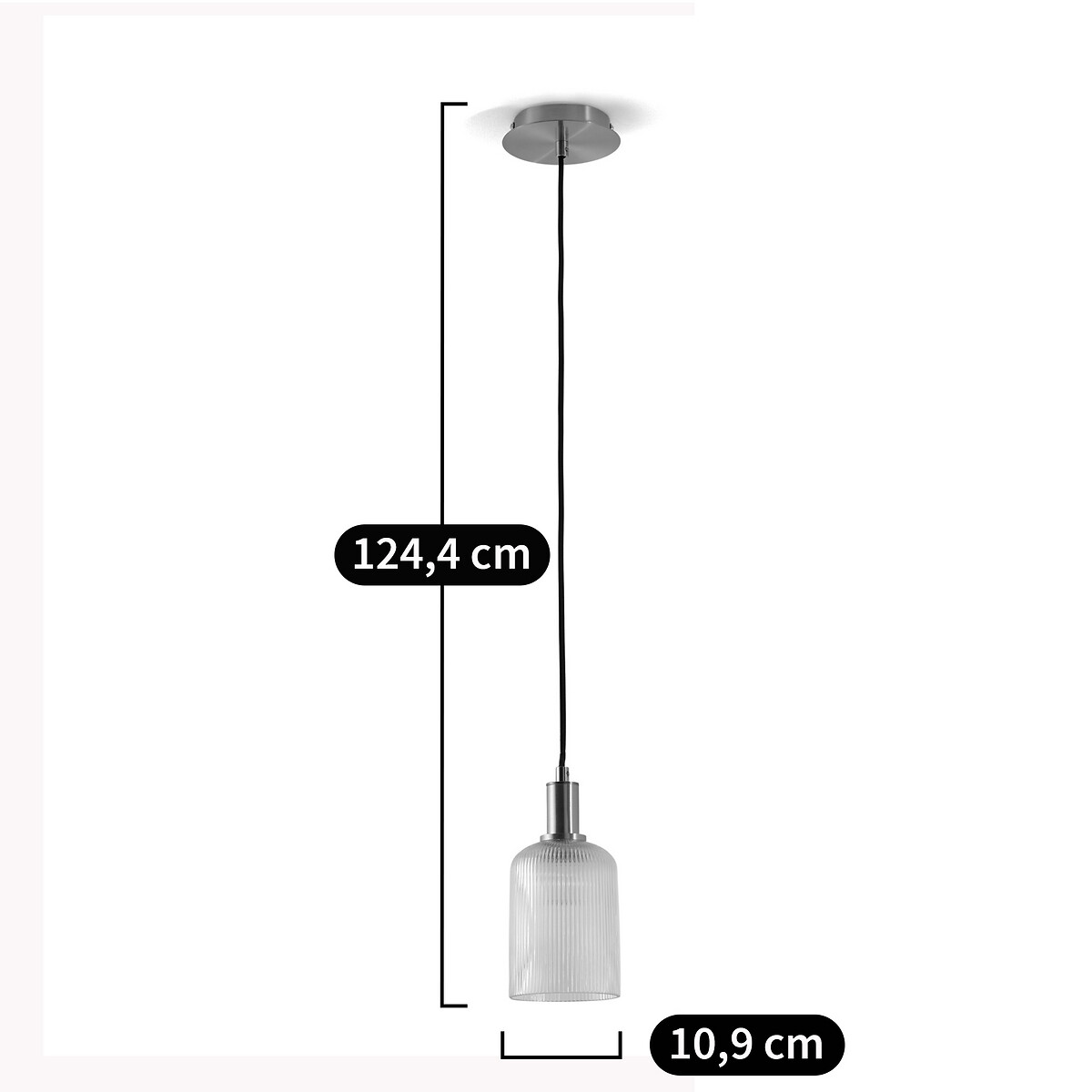LA REDOUTE INTERIEURS<br>Luminária pendente em latão e vidro canelado Ø10,9 cm, Bogotá
