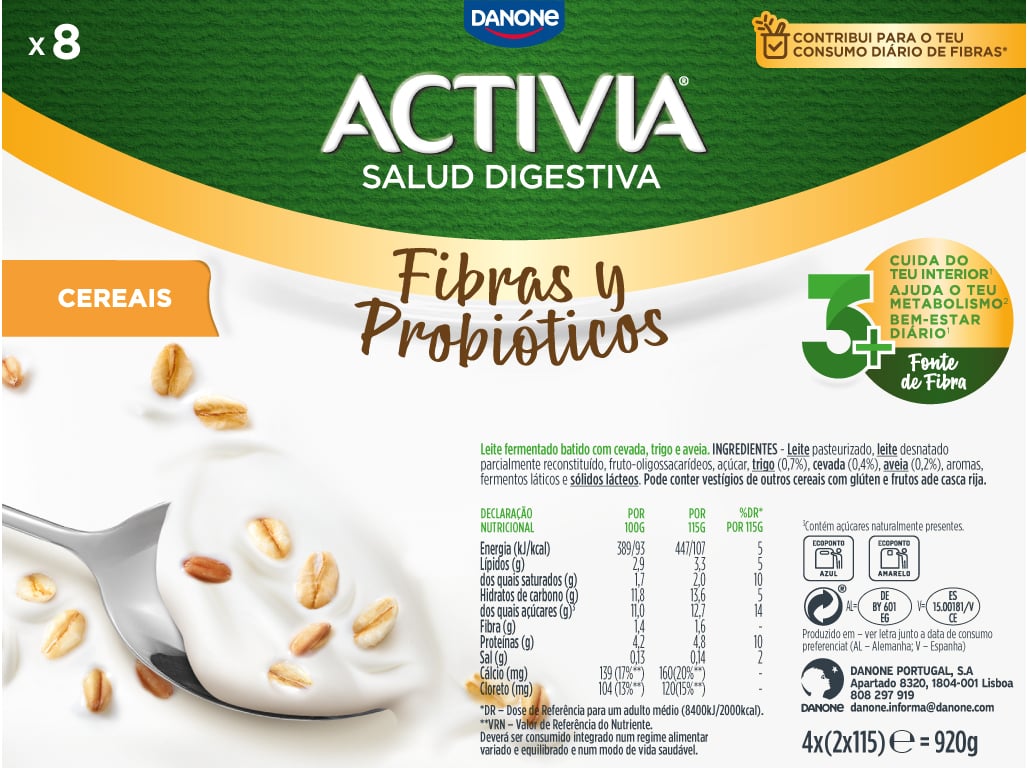 IOGURTE BIFIDUS ACTIVIA CEREAIS 8 X115G