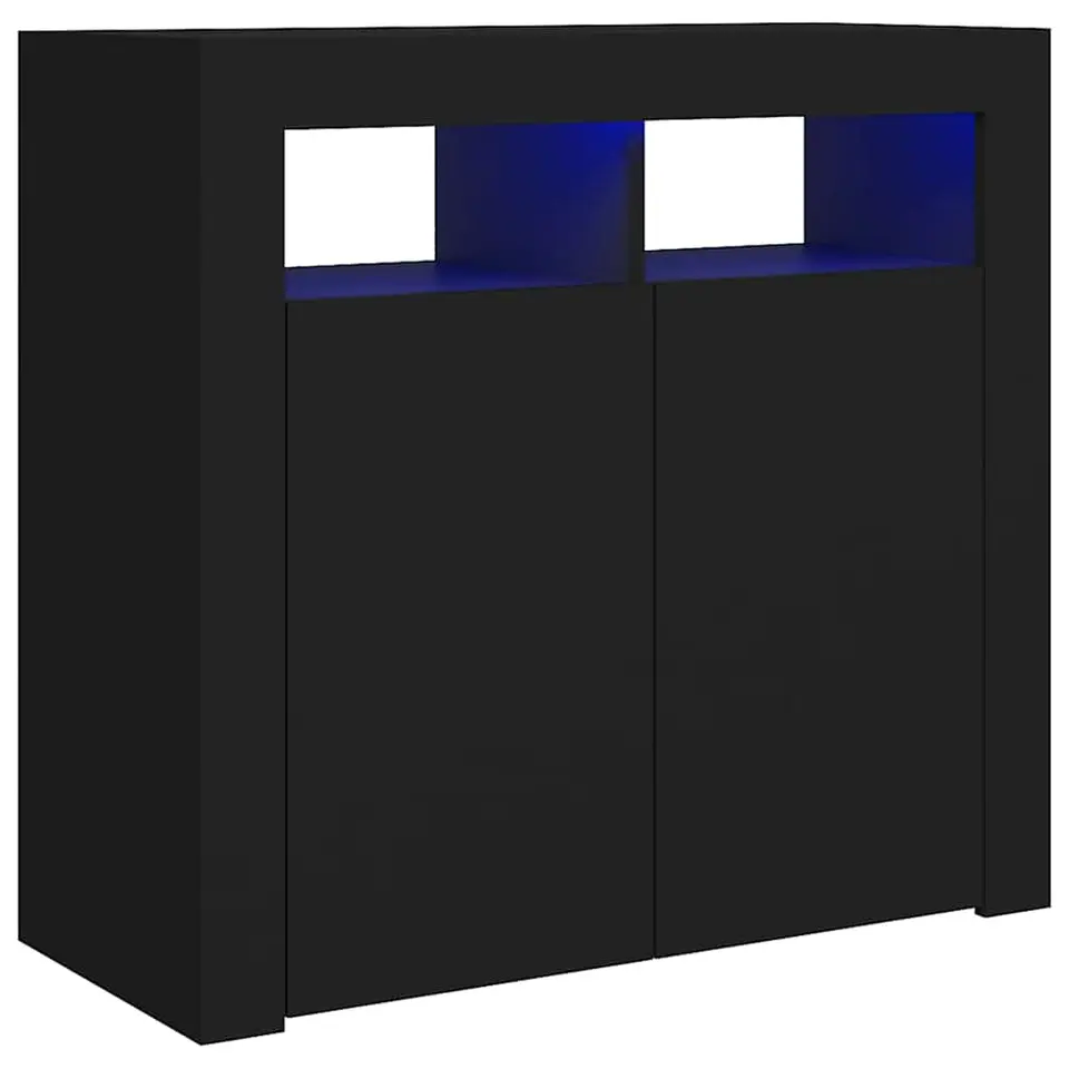 vidaXL - Dressoir - Zwart - Bewerkt hout - 80 x 35 x 75 cm