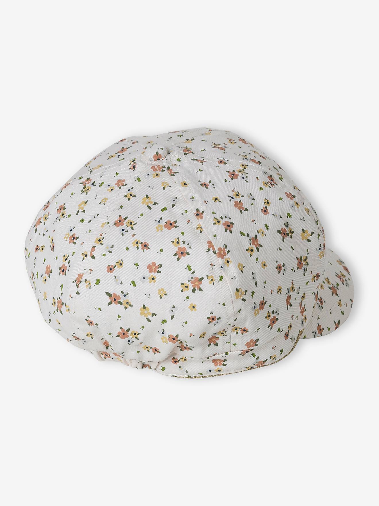 Boné Gavroche estampado para menina, cru