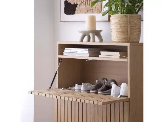 Meuble à chaussures effet bois naturel 79x92