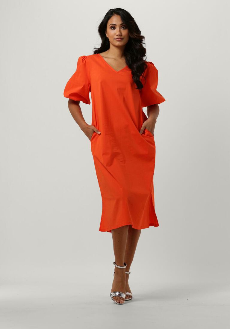 YDENCE oranje ydence midi jurk dress juul