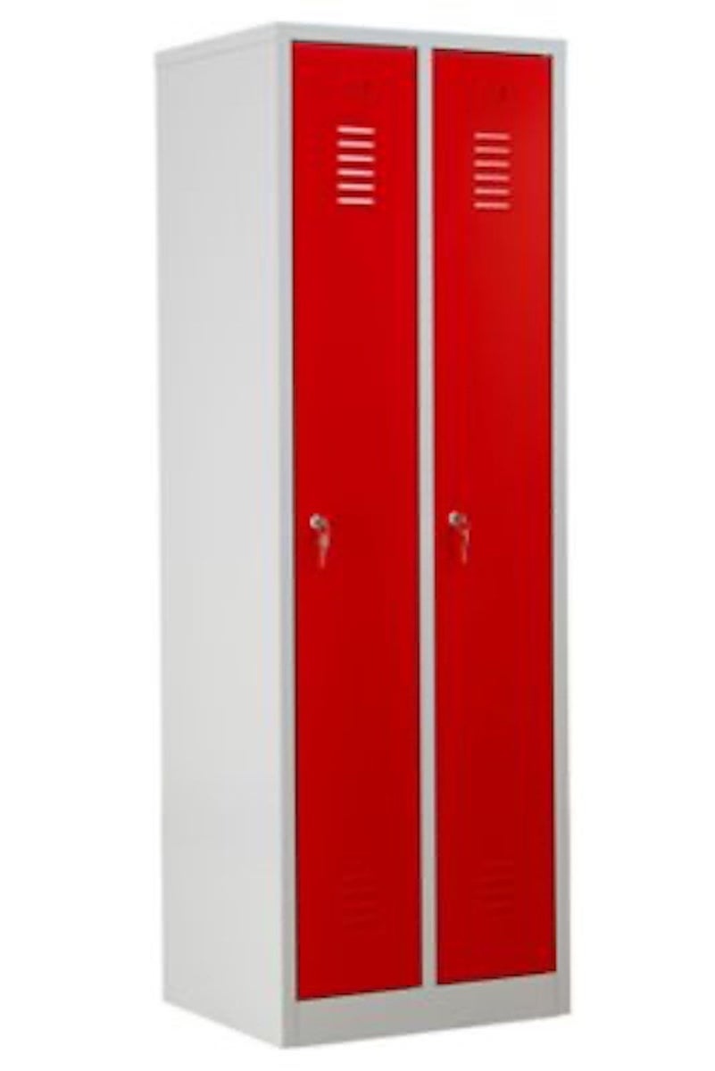 PROREGAL Garderobekast Camel 2 compartimenten HxBxD 180 x 60 x 50 cm Cilinderslot Grijs-Rood