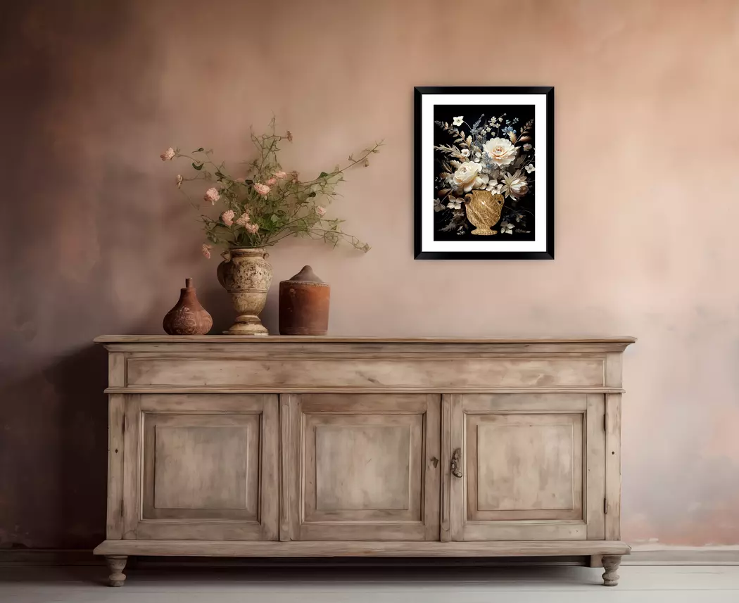 Wandbild 40 x 50 cm Golden Vase I