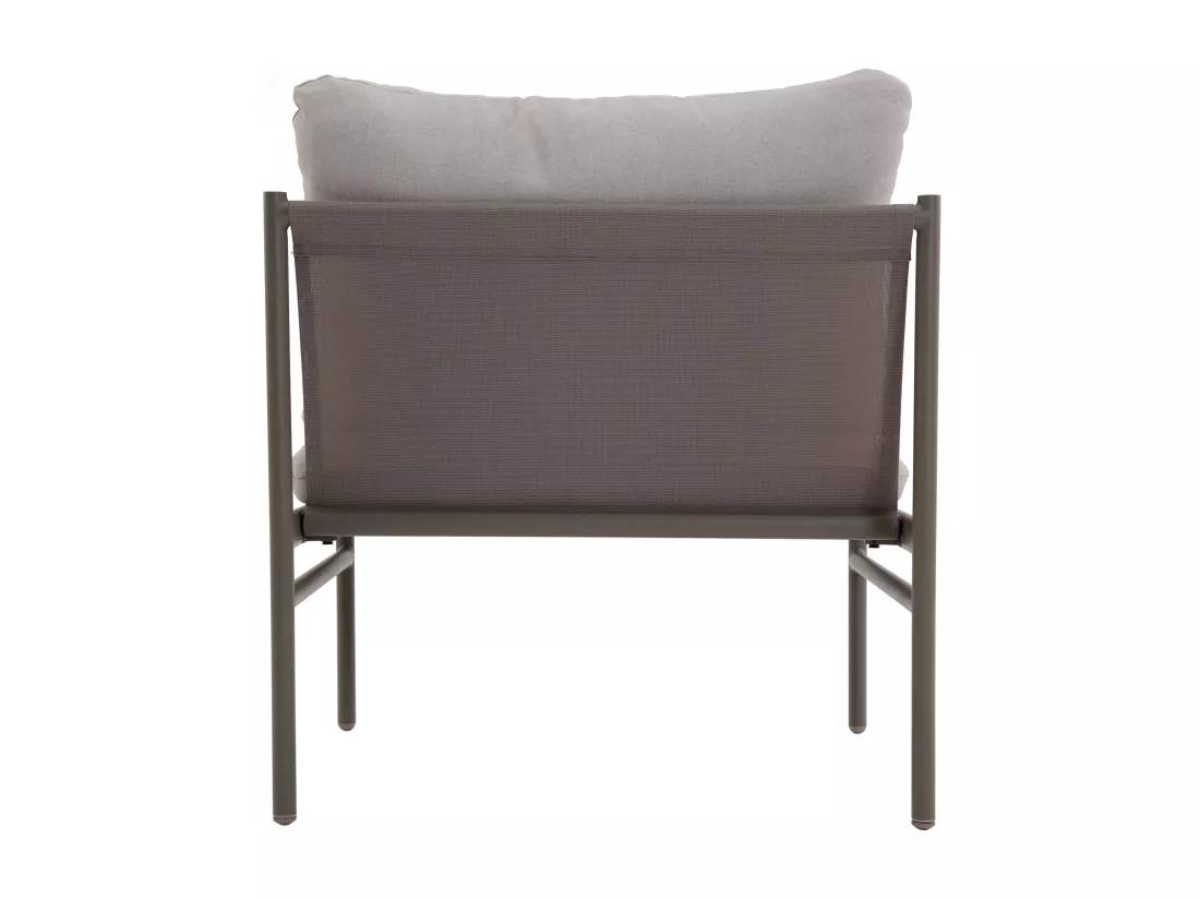 Salon de jardin modulable en acier : un canapé d'angle 5 places et tables basses gigognes - Taupe - ULAME de MYLIA