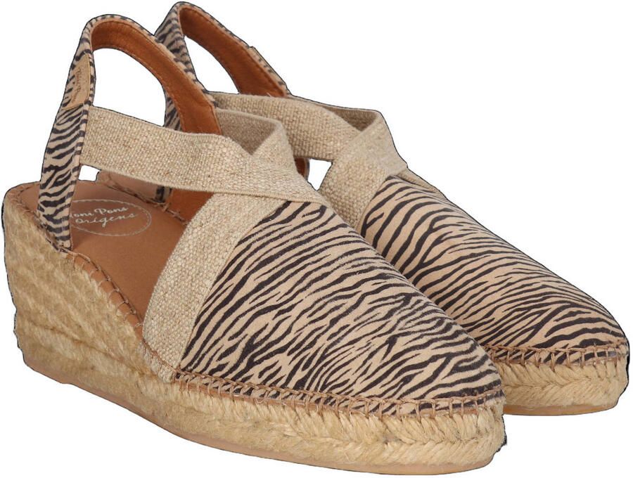 Toni Pons Terra leren espadrilles met zebraprint beige zwart