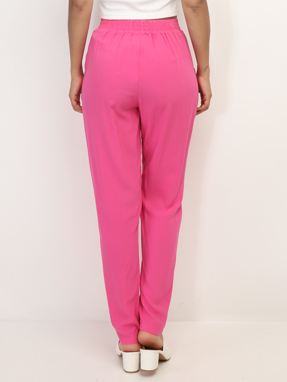 Pantalon fluide avec liens- Fuchsia