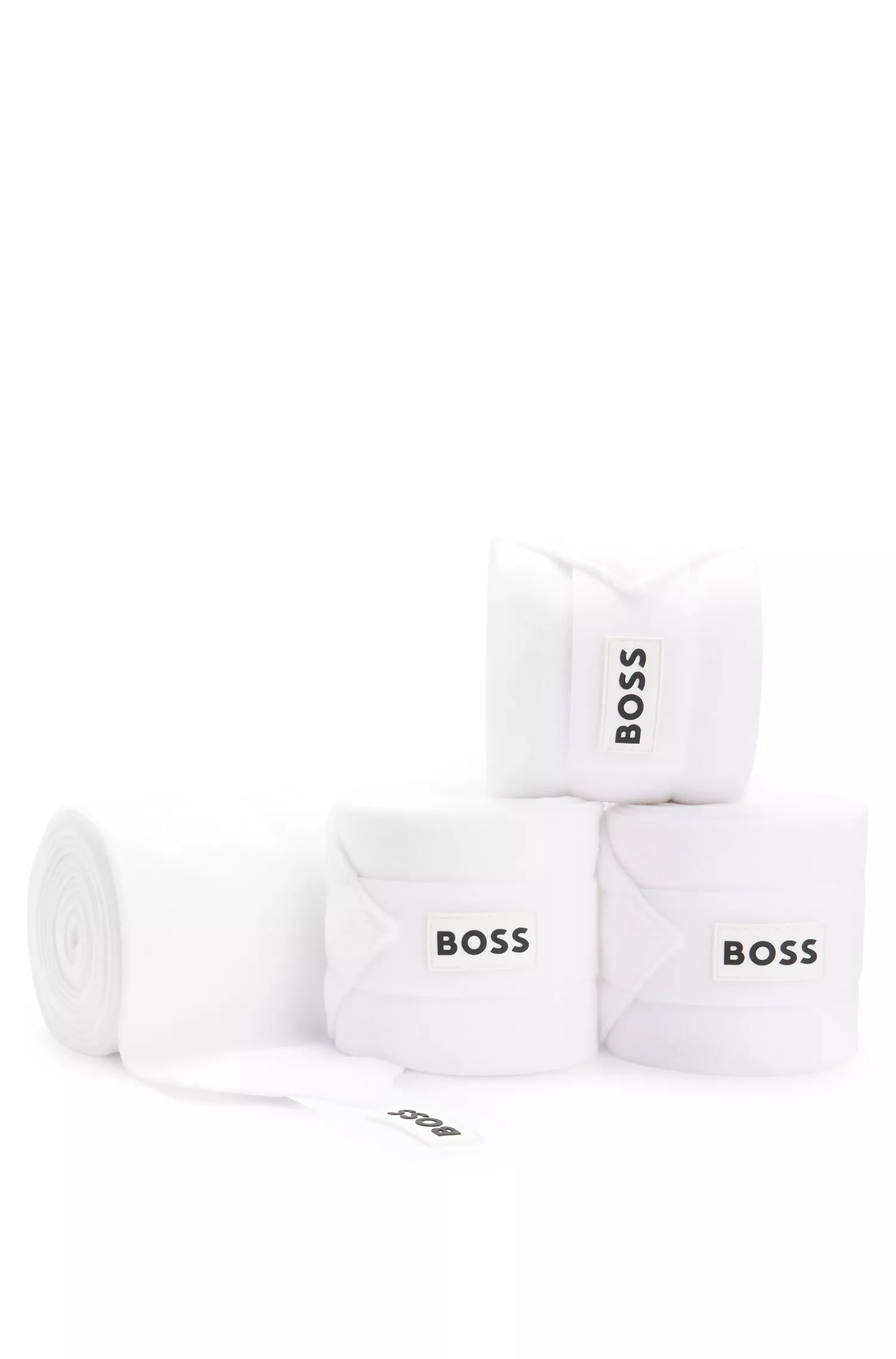 Bandagens de circulação BOSS Black-Equestrian com logotipo contrastante e fecho de velcro.