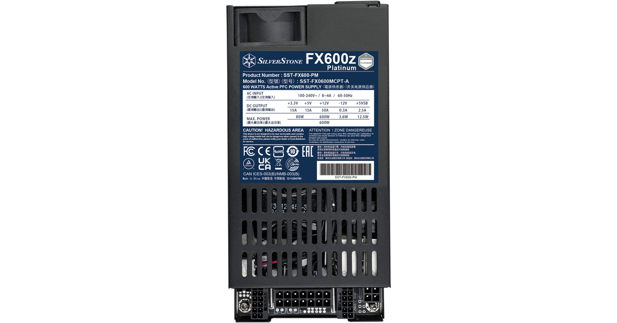 SilverStoneFX600z Platinum modulaire 600 watt voeding   (Zwart, 1x 12V-2x6, 2x PCIe)